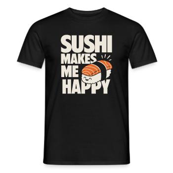 Sushi Makes Me Happy Cute Sushi - Men's T-Shirt - black - Front - AI Model Male 178 light (178cm)