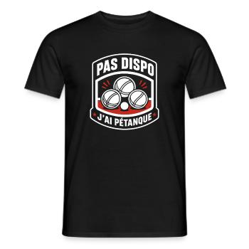 Pas dispo : J'ai pétanque - T-shirt homme - noir - Devant - AI Model Male 178 light (178cm)