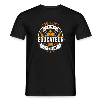 Éducateur Qui Déchire - T-shirt homme - noir - Devant - AI Model Male 178 light (178cm)