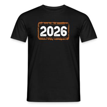 2026 year - Men's T-Shirt - black - Front - AI Model Male 178 light (178cm)
