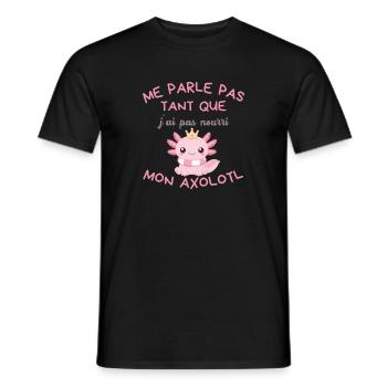 T-shirt Axolotl Kawaii Couronné Rose  - T-shirt homme - noir - Devant - AI Model Male 178 light (178cm)