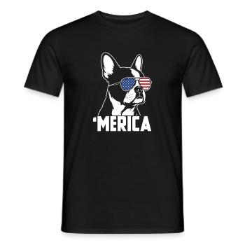 Merica USA Flagge Patriotischer Boston Terrier - Männer T-Shirt - Schwarz - Vorne - AI Model Male 178 light (178cm)