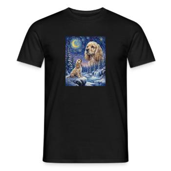 Howling to the Moon Meme Animal Dog Cocker Spaniel - Men's T-Shirt - black - Front - AI Model Male 178 light (178cm)