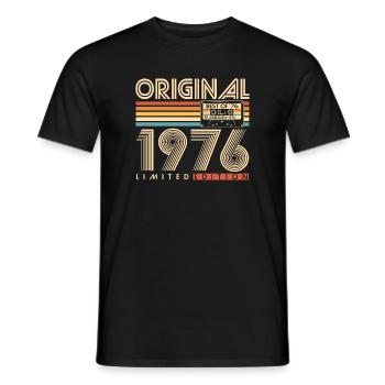 50 ans 50 ans 1976 Vintage Né - T-shirt homme - noir - Devant - AI Model Male 178 light (178cm)