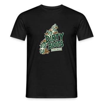 Dirty Boots Good Mood Hiking Trail Adventure Quote - Men's T-Shirt - black - Front - AI Model Male 178 light (178cm)