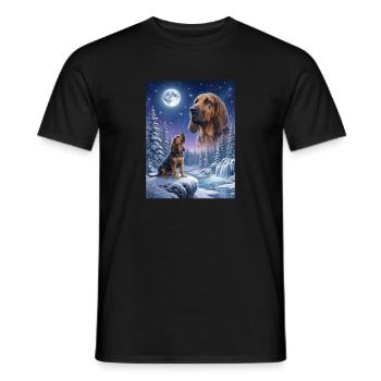 Howling to the Moon Meme Dog Bloodhound - Men's T-Shirt - black - Front - AI Model Male 178 light (178cm)