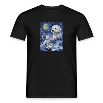 Hurlant à la Lune Mème Chien Bichon Frisé - T-shirt homme - noir - Devant - AI Model Male 178 light (178cm)
