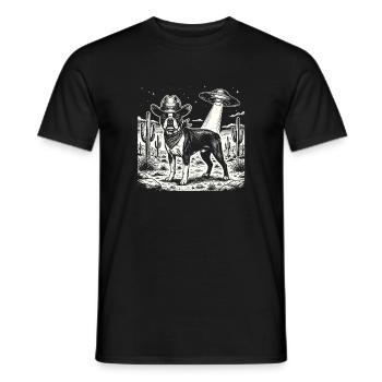 Cowboy Boston Terrier OVNI Amant des chiens drôles - T-shirt homme - noir - Devant - AI Model Male 178 light (178cm)
