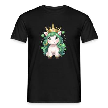 Grünes Einhorn mit Krone St Patricks Day - Männer T-Shirt - Schwarz - Vorne - AI Model Male 178 light (178cm)