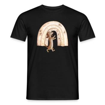Teckel devant l’arc-en-ciel - T-shirt homme - noir - Devant - AI Model Male 178 light (178cm)