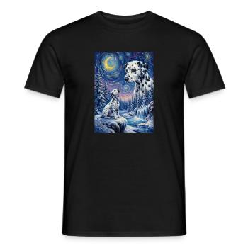 Howling to the Moon Meme Dog Dalmatian - Men's T-Shirt - black - Front - AI Model Male 178 light (178cm)