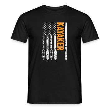 Canoé, kayak, kayak Drapeau américain - T-shirt homme - noir - Devant - AI Model Male 178 light (178cm)