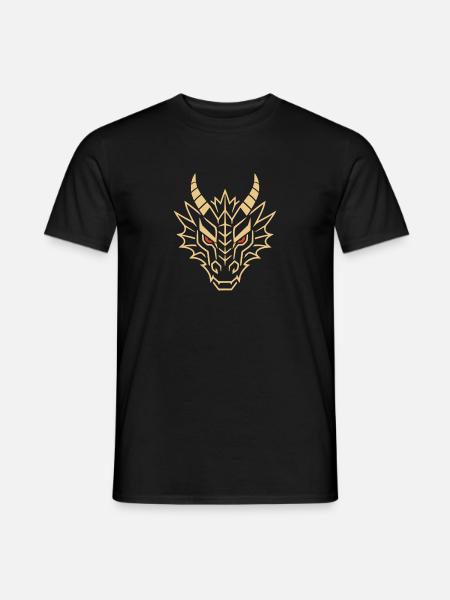 Gold Geometric Dragon Head - Men's T-Shirt - black
