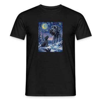 Hurlant au mème de la lune, chien Schnauzer géant - T-shirt homme - noir - Devant - AI Model Male 178 light (178cm)