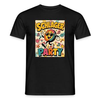 Schlager Party Retro 70s Poster Stil - Männer T-Shirt - Schwarz - Vorne - AI Model Male 178 light (178cm)