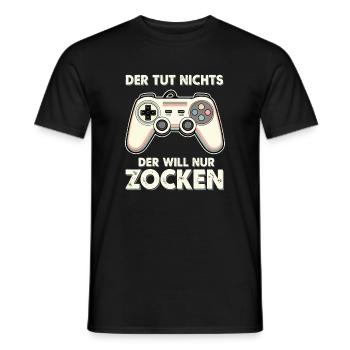 Retro GamePad Spruch: Der tut nichts - Männer T-Shirt - Schwarz - Vorne - AI Model Male 178 light (178cm)