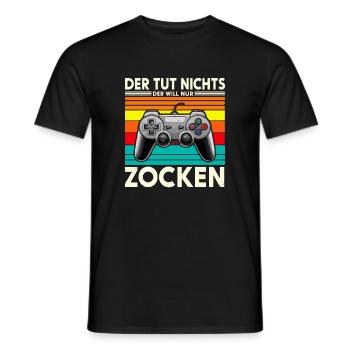 Der tut nichts, der will nur ZOCKEN - Männer T-Shirt - Schwarz - Vorne - AI Model Male 178 light (178cm)