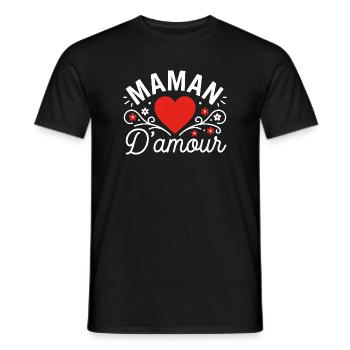 Maman D'amour Coeur Floral Cadeau Fête des Mères - T-shirt homme - noir - Devant - AI Model Male 178 light (178cm)