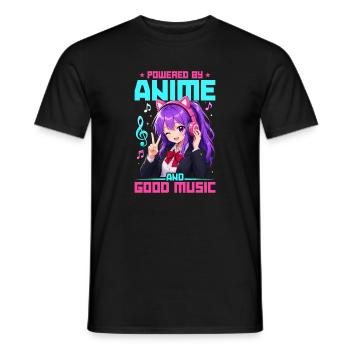 Anime and Music Chibi - Men's T-Shirt - black - Front - AI Model Male 178 light (178cm)