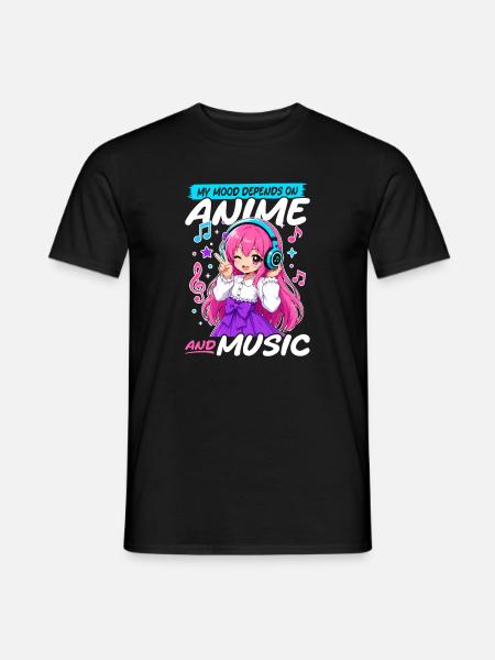 Anime and Music Chibi - Men's T-Shirt - black