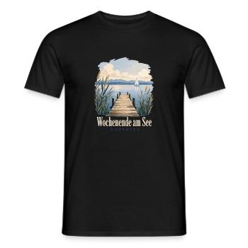 Wochenende am See, Bodensee Uferkind Heimatmotiv - Men's T-Shirt - black - Front - AI Model Male 178 light (178cm)