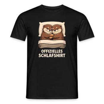 Kuschels Otterpärchen Schlafshirt - Männer T-Shirt - Schwarz - Vorne - AI Model Male 178 light (178cm)