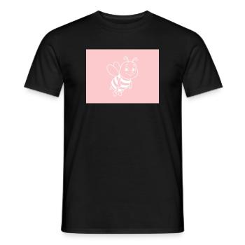 Illustration d'une abeille rose sur fond rose - T-shirt homme - noir - Devant - AI Model Male 178 light (178cm)