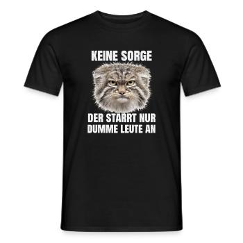 Pallas Katze Manul Cat Katzen Humor Sarkasmus  - Männer T-Shirt - Schwarz - Vorne - AI Model Male 178 light (178cm)