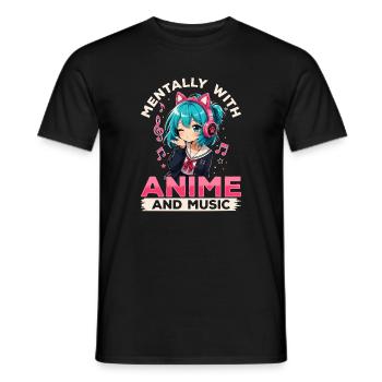 Anime and Music Chibi - Men's T-Shirt - black - Front - AI Model Male 178 light (178cm)