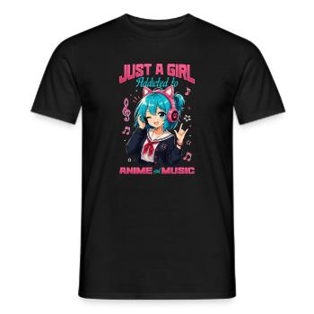 Anime and Music Chibi - Men's T-Shirt - black - Front - AI Model Male 178 light (178cm)