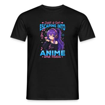 Anime and Music Chibi - Männer T-Shirt - Schwarz - Vorne - AI Model Male 178 light (178cm)