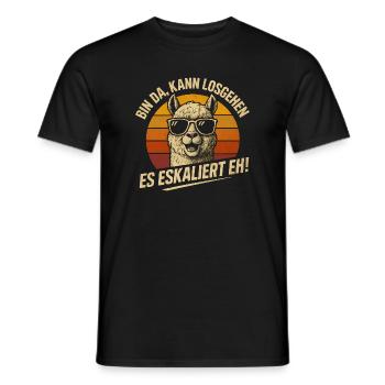 Bin Da Kann Losgehen Es Eskaliert Eh Alpaka Party - Männer T-Shirt - Schwarz - Vorne - AI Model Male 178 light (178cm)
