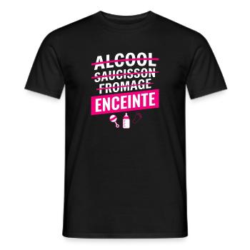 Humour Grossesse Fille Sans Alcool Fromage - T-shirt homme - noir - Devant - AI Model Male 178 light (178cm)