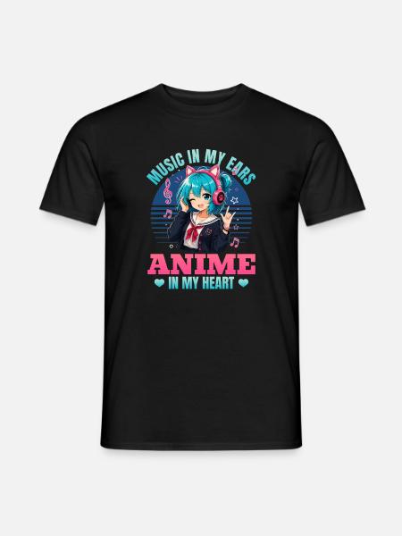 Anime et musique Chibi - T-shirt homme - noir