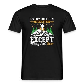 Everything In Moderation Except Hiking and Beer - Men's T-Shirt - black - Front - AI Model Male 178 light (178cm)