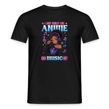 Anime and Music Chibi Black Girl - Männer T-Shirt - Schwarz - Vorne - AI Model Male 178 light (178cm)