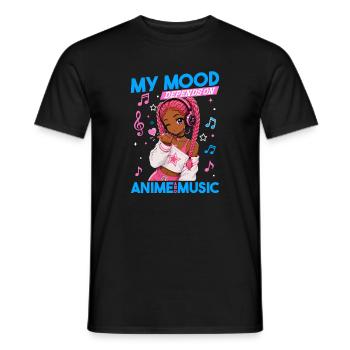 Anime and Music Chibi Black Girl - Männer T-Shirt - Schwarz - Vorne - AI Model Male 178 light (178cm)