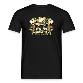 Trachtenshirts_-_Serioes_war_gestern - Männer T-Shirt - Schwarz - Vorne - AI Model Male 178 light (178cm)