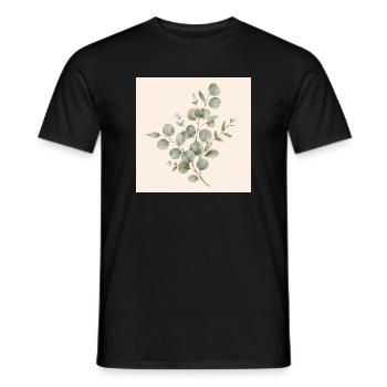 Moins de précipitation, plus de vie | Design vintage d’eucalyptus - T-shirt homme - noir - Devant - AI Model Male 178 light (178cm)
