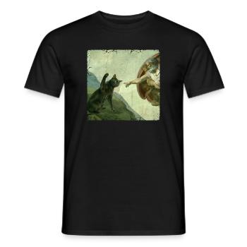 Chat gifle la main de Dieu Mème des chats drôles - T-shirt homme - noir - Devant - AI Model Male 178 light (178cm)