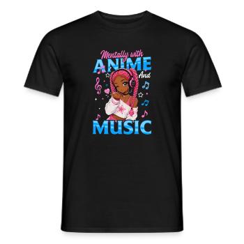 Anime and Music Chibi Black Girl - Männer T-Shirt - Schwarz - Vorne - AI Model Male 178 light (178cm)