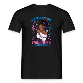 Anime et musique Anniversaire Chibi Black Girl - T-shirt homme - noir - Devant - AI Model Male 178 light (178cm)