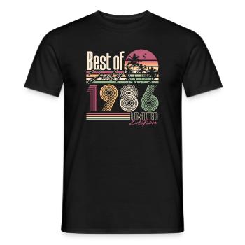Cadeau d’anniversaire vintage rétro de juillet 1986 - T-shirt homme - noir - Devant - AI Model Male 178 light (178cm)
