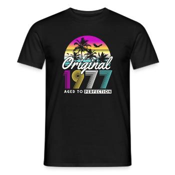 1977 Vintage Born Vintage Birthday Retro - Men's T-Shirt - black - Front - AI Model Male 178 light (178cm)
