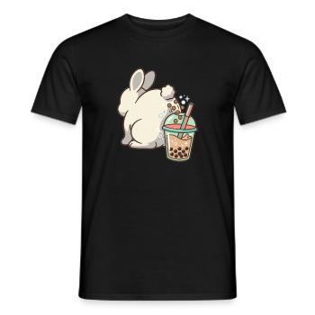 Bubble Tea Boba Drôle de Lapin mignon - T-shirt homme - noir - Devant - AI Model Male 178 light (178cm)