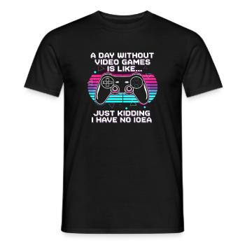 A Day Without Video Games - Männer T-Shirt - Schwarz - Vorne - AI Model Male 178 light (178cm)