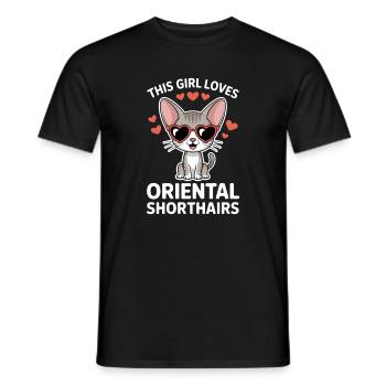 Cadeau de chat en plaisanterie sur les expressions orientales à poil court - T-shirt homme - noir - Devant - AI Model Male 178 light (178cm)