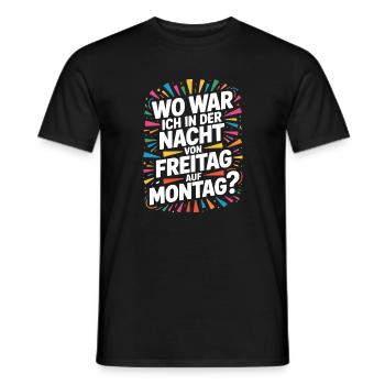 Nacht von Freitag auf Montag Filmriss Party JGA - Männer T-Shirt - Schwarz - Vorne - AI Model Male 178 light (178cm)