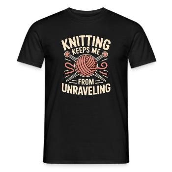Knitting Keeps Me From Unraveling - Men's T-Shirt - black - Front - AI Model Male 178 light (178cm)