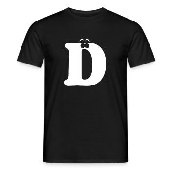 Large D Style Print | Letter D funny D logo - Men's T-Shirt - black - Front - AI Model Male 178 light (178cm)